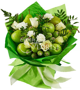 bouquet of fruist and flowers